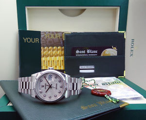 ROLEX - Men's 18kt White Gold DayDate PRESIDENT Diamond REHAUT 118209 SANT BLANC