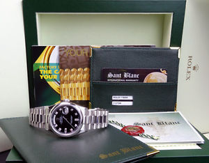 ROLEX - 36mm Platinum Day-Date President Black Diamond Dial - 118206 SANT BLANC