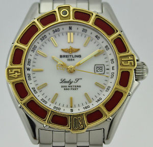 BREITLING LADY J D52065 STAINLEES STEEL AND GOLD BEZEL