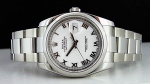 ROLEX - Mens Stainless Steel 36mm DateJust White Roman Dial - 116200 SANT BLANC
