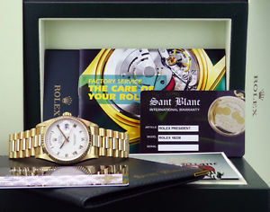 ROLEX 36mm 18kt Gold President White Roman 18238 - SANT BLANC