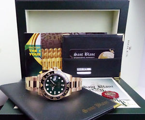 ROLEX - GMT Master II 18kt Gold Green Index Dial 116718 - SANT BLANC