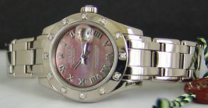 ROLEX - Ladies 18kt WG MASTERPIECE Tahitian MOP Roman Dial - 80319 SANT BLANC