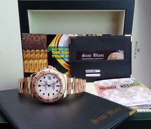 ROLEX - YachtMaster Mens 18kt Yellow Gold - White Index 40mm - 16628 SANT BLANC
