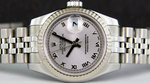 ROLEX  Ladies 18kt White Gold & SS Datejust Rhodium Roman Dial 179174 SANT BLANC