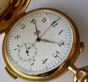 18K GOLD - SWISS QUARTER HOUR REPEATER CHRONOGRAPH - POCKET WATCH - c1890