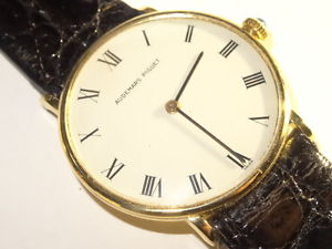 1980s AUDEMARS PIGUET 18K Solid Green Gold 31mm Watch White Roman Dial