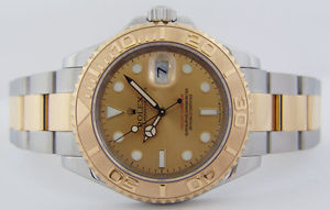 ROLEX - Men's 18kt Gold & SS YachtMaster Gold Dial 16623 - SANT BLANC