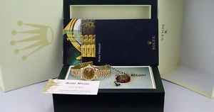 ROLEX - Ladies 18kt Yellow Gold PRESIDENT Champagne Stick Dial 69178 SANT BLANC