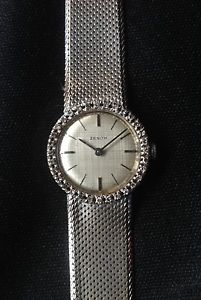 Orologio Zenith donna oro bianco 18k con diamanti vintage anni 60 raro