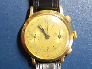 Minerva Chronograph , Armbanduhr um 1945 , Gold 585