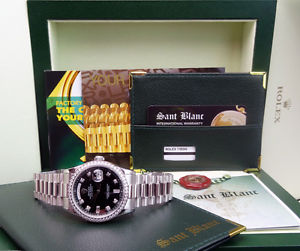 ROLEX - Platinum Day-Date President Black Diamond Dial/Bezel - 118206 SANT BLANC