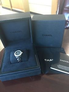 Chanel J12 33mm Black Ceramic Diamond Bezel Ladies Watch
