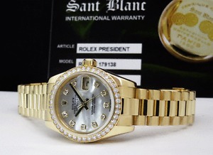 ROLEX Ladies President DIAMOND Bezel Mother Of Pearl Diamond 179138 SANT BLANC