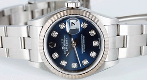 ROLEX - Ladies 18kt White Gold & SS 26mm DateJust Blue DIAMOND 79174 SANT BLANC