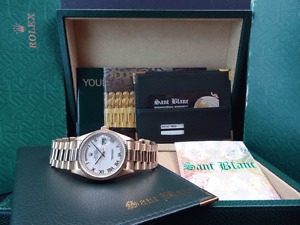 ROLEX - Men's 18kt Gold DayDate PRESIDENT White BOLD Roman 18038 SANT BLANC