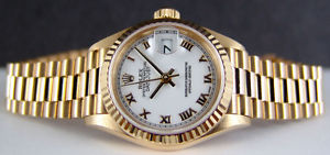 ROLEX - Ladies 26mm 18kt Gold Datejust President - White Roman 79178 SANT BLANC