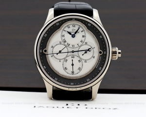 Jaquet Droz J007634201 Monopoussoir Chronograph Rehaut 18K White Gold Slate Dial
