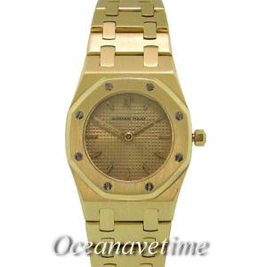 Audemars Piguet Royal Oak Ladies Quartz 18K Yellow Gold Bracelet Watch 26MM #696