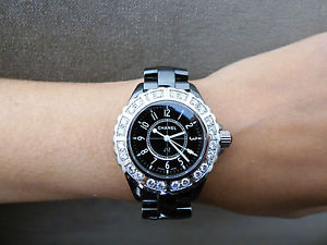 Wristwatch - Montre Chanel J12 Quartz Céramique Noire & Diamants