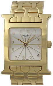Ladies Hermes H Hour 18k Yellow Gold Quartz Watch HH1.285