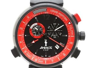Authentic LOUIS VUITTON Tambour Chrono Q101A0 Quartz Watch F/S #244