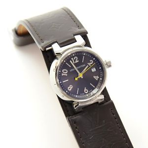 Authentic Louis Vuitton Tambour Quartz 28MM Q1211 Genuine Leather Women's Watch