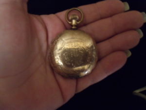 1890 ANTIQUE 14K GOLD AMERICAN WALTHAM DOUBLE CASE HUNTING POCKET WATCH