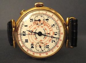 Rare Eberhard pre extra-fort monopusher gold 18K vintage chronograph from '20
