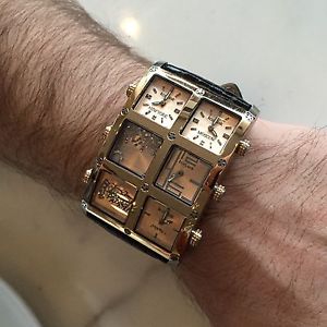 Authentic Men's IceLink Diamond 18k Gold 6 Time zone watch-Patented Design