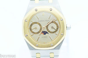 TOP AUDEMARS PIGUET ROYAL OAK AUTOMATIK UHR MONDPHASE KALENDER STAHL GOLD 36MM