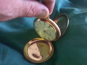 18K gold pocket watch.  Case stamped B & Co. 168 grams special Hunter style case