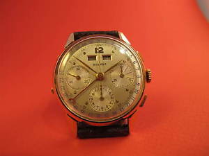 BOLARO VINTAGE 18K TRIPLE DATE CHRONOGRAPH V72C ORIGINAL DIAL