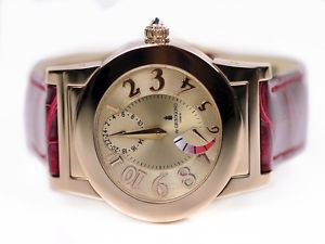 DE GRISOGONO LUXURY WATCH 18K ROSE GOLD BROWN LEATHER TONDO RM N52/A MENS LADIES