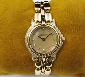 BERTOLUCCI Pulchra Pink Mother of Pearl Diamond Dial Watch 18k Yellow Rose Gold