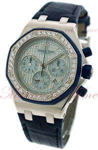 Audemars Piguet Royal Oak Ladies Chronograph, Blue Dial, Diamond Bezel 25986CK