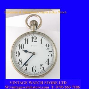 Enormous WW1 Silver Goliath Patent 8-Day Patent 114 mm  Pocket Watch 1914