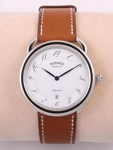 Mens Hermes Arceau Collection TGM 035184WW00 Brown Leather White Dial 41mm