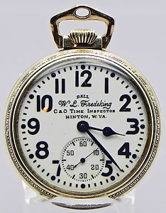 16s, 21J Ball-Hamilton RR Grade PW WORN By W.L. Fredeking Of The C & O Railroad!