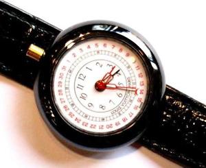 RARE Louis Vuitton LV ALARM POINTER DATE Gold White Black Leather Wrist Watch