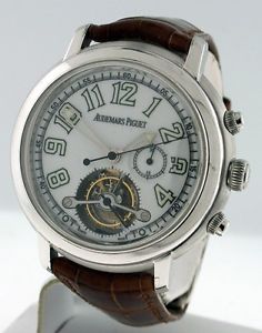 Audemars Piguet Chronograph Tourbillon $139,700.00 RARE 18k White Gold watch.