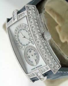 NEW Harry Winston Avenue C $111,800.00 Baguette Diamonds 18k White Gold watch.