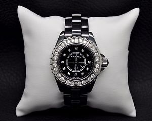 Chanel J12 Black Diamond Bezel Diamond Dial Quartz Ladies Watch 33mm ref. H2427