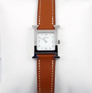 Brand New Ladies Hermes Heure H MM Brown Leather White Dial 036791WW00 26mm