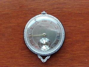 VINTAGE OPEN FACE PLATINUM DIAMOND POCKET WATCH 1920'S