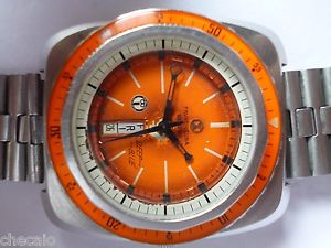 Vintage rare FAVRE LEUBA DEEP BLUE  Diver 500m orange dial Swiss made.