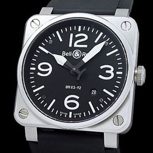 Bell&Ross Aviation Br03-92 Auto Black Dial Excellent #1001 Free Shipping