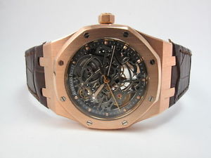 AUDEMARS PIGUET ROYAL OAK 39mm ROSE GOLD OPEN WORKED SKELETON BOX PAPER 15305