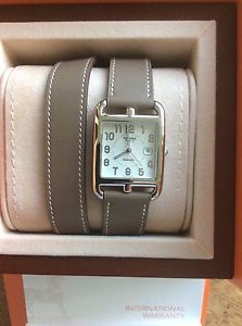 HERMES CAPE COD GM AUTOMATIC WATCH ETOUPE  DBL TOUR STRAP, WARRANTY TO JUN 2017