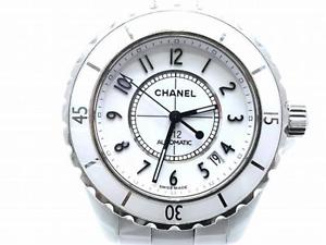 Auth Chanel Ceramics/Stainless Steel J12 Watch White